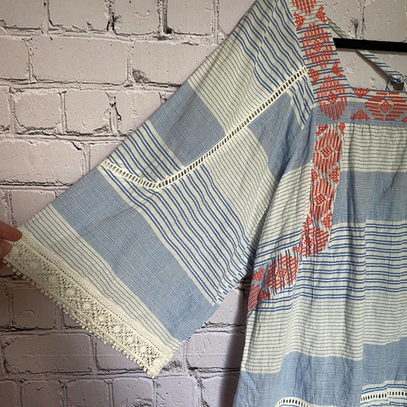 SOLD 🛒 Boho Striped Cotton Blouse - Picture 2 of 6
